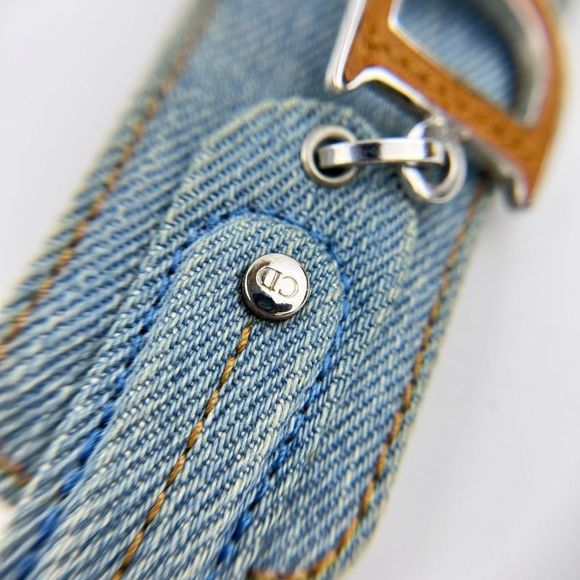 Christian DIOR Accessories Bracelet Bangle Dior Logo Blue Denim Vintage Women - Picture 13 of 16